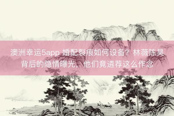 澳洲幸運(yùn)5app 婚配裂痕如何設(shè)備？林薇陳昊背后的隱情曝光，他們竟遴薦這么作念