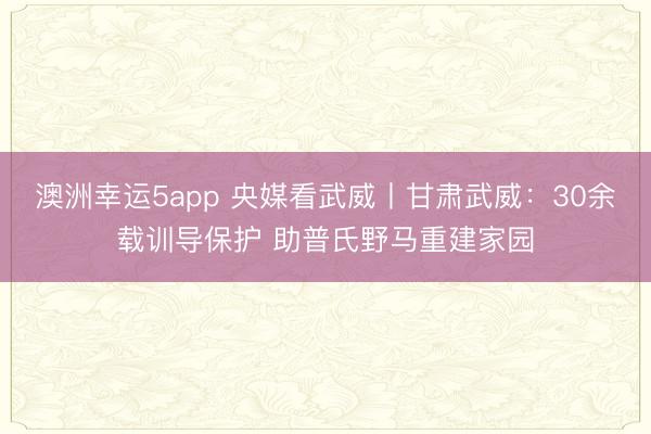 澳洲幸運(yùn)5app 央媒看武威丨甘肅武威:30余載訓(xùn)導(dǎo)保護(hù) 助普氏野馬重建家園